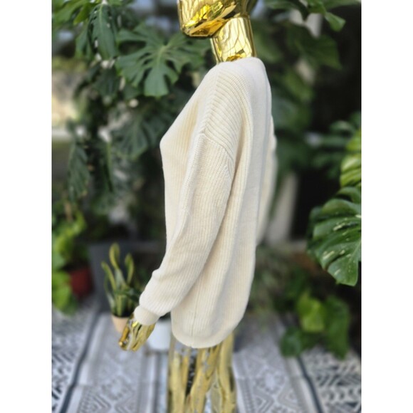 JENNI KAYNE Ivory Wool-Cashmere Oversized Rib Knit Cabin Sweater Small S - Picture 4 of 10